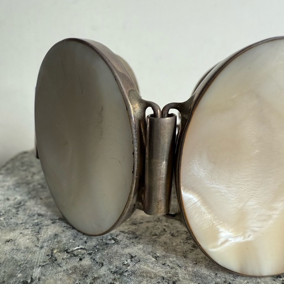 Vintage Mother of Pearl and Sterling Panel Statement Bracelet - Picture 4 of 15